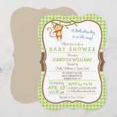 Schattige Monkey; Oerwoud Thema Baby shower Uitnod Kaart (Voorkant / Achterkant)