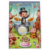 Schattige Monkey Orchestra 2 jaar oude verjaardags Medium Cadeauzakje (Achterkant)