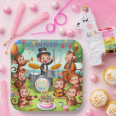 Schattige Monkey Orchestra 2 jaar oude verjaardags Papieren Bordje (Feest)
