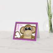 Schattige Monkey Paarse bedankkaart (Voorkant)