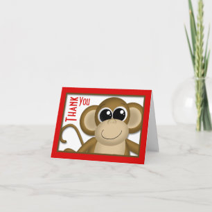 Schattige Monkey Red bedankkaart