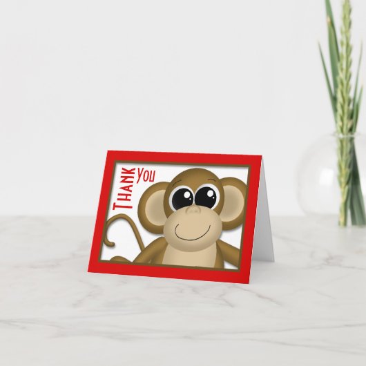 Schattige Monkey Red bedankkaart (Voorkant)
