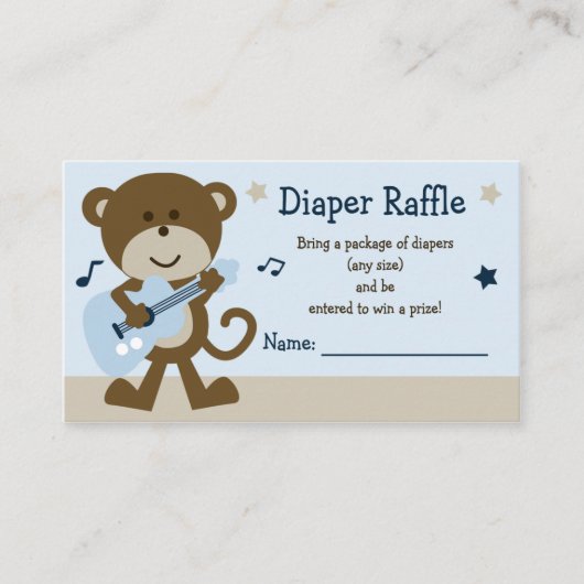 Schattige monkey Rocker Diaper Raffle Tickets Informatiekaartje (Voorkant)
