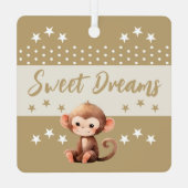 Schattige Monkey Shhh Voeg naam is slapen bruin Metalen Ornament (Achterkant)