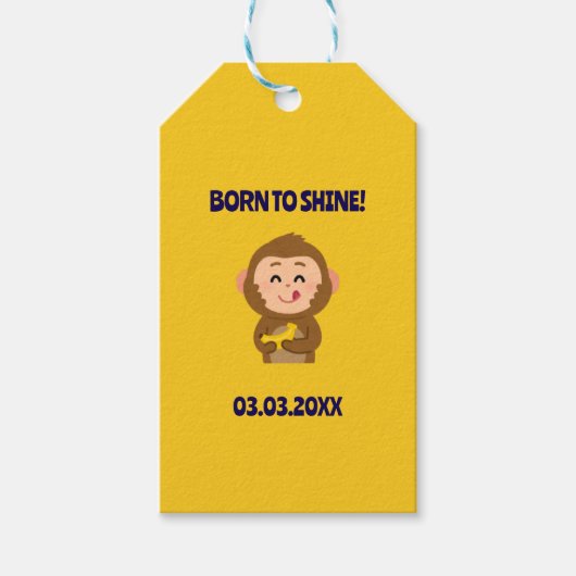 Schattige Monkey Theme Boy Baby shower Cadeaulabel (Voorkant)