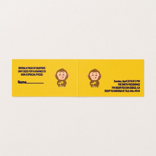 Schattige Monkey Theme Boy Baby shower Kaart (Binnenkant ongevouwen)