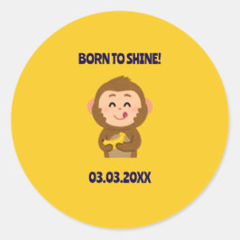 Schattige Monkey Theme Boy Baby shower Ronde Sticker