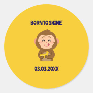Schattige Monkey Theme Boy Baby shower Ronde Sticker
