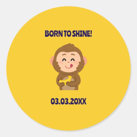 Schattige Monkey Theme Boy Baby shower Ronde Sticker (Voorkant)