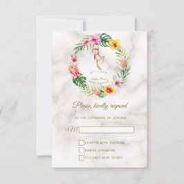 Schattige Monkey Tropical Floral Boy Baby shower RSVP Kaartje
