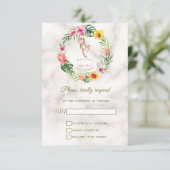 Schattige Monkey Tropical Floral Boy Baby shower RSVP Kaartje (Staand voorkant)