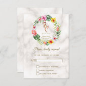 Schattige Monkey Tropical Floral Boy Baby shower RSVP Kaartje (Voorkant / Achterkant)