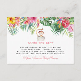 Schattige Monkey Tropical Flowers Lijst Baby showe Informatiekaartje