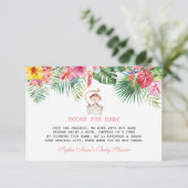 Schattige Monkey Tropical Flowers Lijst Baby showe Informatiekaartje (Staand voorkant)