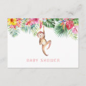 Schattige Monkey Tropical Flowers Lijst Baby showe Informatiekaartje (Achterkant)