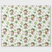 Schattige Monkeys Green Pet Shamrock St. Patrick's Cadeaupapier (Vlak)