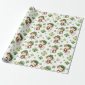 Schattige Monkeys Green Pet Shamrock St. Patrick's Cadeaupapier (Uitgerold)