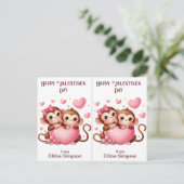 Schattige Monkeys Kind Valentijn Party Classroom K Briefkaart (Staand voorkant)