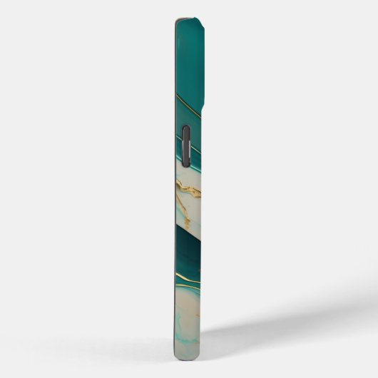 Schattige Monogram Aqua Gold Fluid Art Marmer Esth Case-Mate iPhone Case (Achterkant / Rechts)