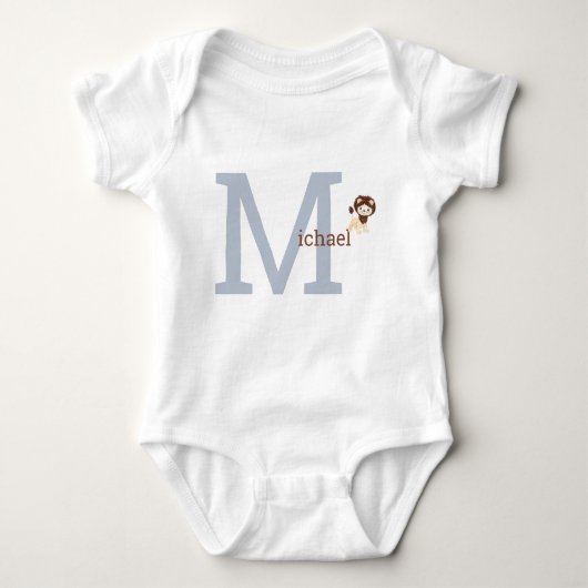 Schattige Monogram Baby Boy Bodysuit Leeuw (Voorkant)