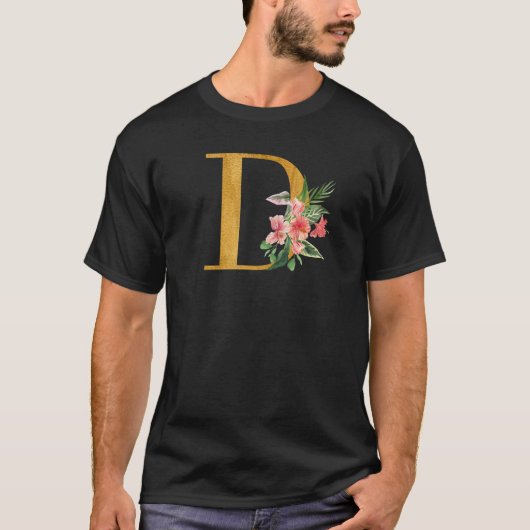 Schattige monogram beginletters bloemen hoofdlette t-shirt (Voorkant)