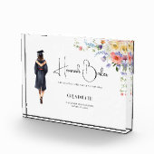 Schattige Monogram Bloemen Afstuderen Fotoblokken (Rechts)