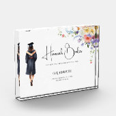 Schattige Monogram Bloemen Afstuderen Fotoblokken (Links)