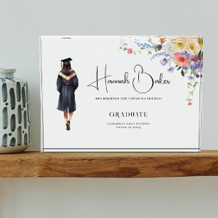 Schattige Monogram Bloemen Afstuderen Fotoblokken