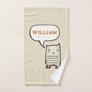 Schattige monogram cartoon OWL Handdoek