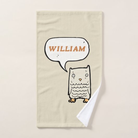 Schattige monogram cartoon OWL Handdoek (Handdoek)