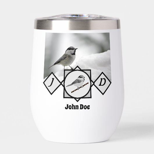 Schattige Monogram Chickadee Monogram (Voorkant)