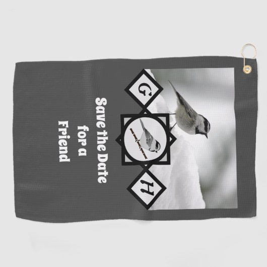 Schattige Monogram Chickadee Monogram Golfhanddoek (Horizontaal)