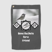 Schattige Monogram Chickadee Monogram Golfhanddoek (Voorkant)