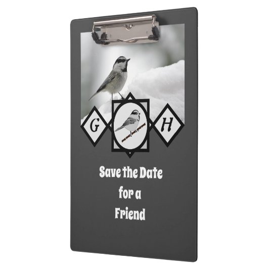 Schattige Monogram Chickadee Monogram Klembord (Links)