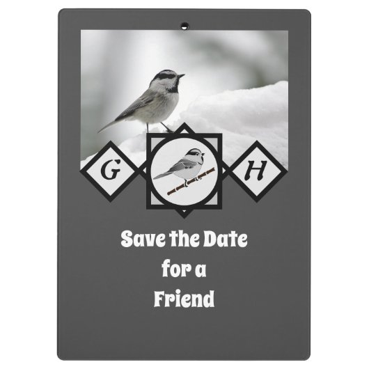 Schattige Monogram Chickadee Monogram Klembord (Achterkant)