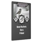 Schattige Monogram Chickadee Monogram Klembord (Rechts)