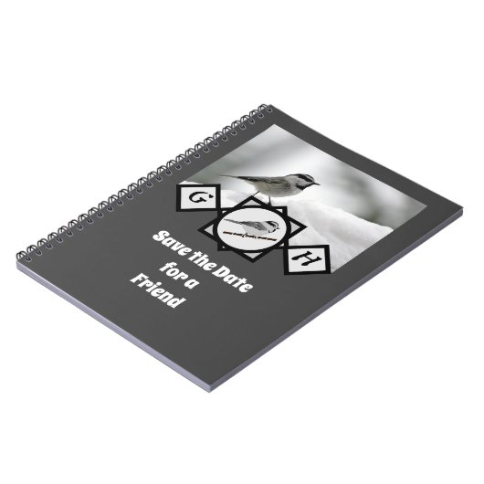 Schattige Monogram Chickadee Monogram Notitieboek (Linkerzijde)