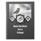 Schattige Monogram Chickadee Monogram Notitieboek (Voorkant)