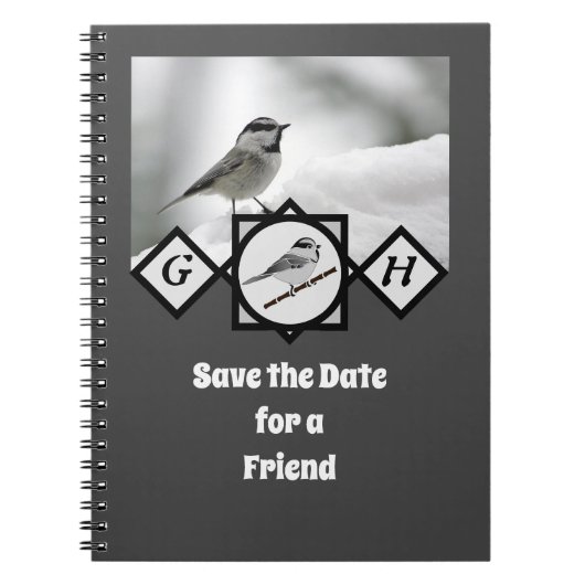 Schattige Monogram Chickadee Monogram Notitieboek (Voorkant)