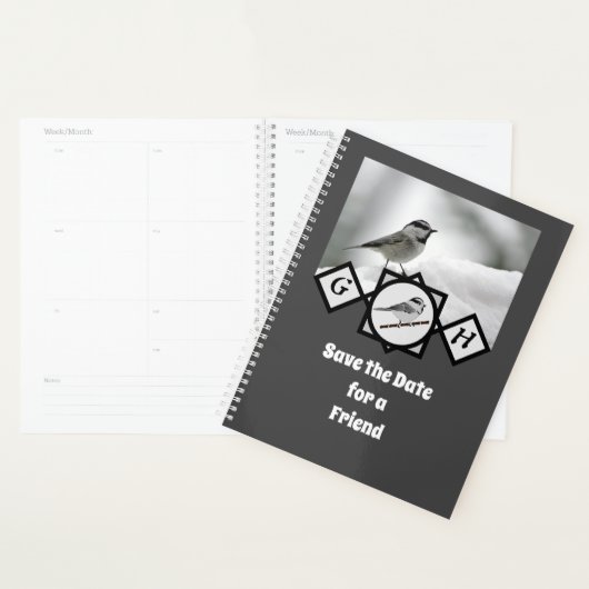 Schattige Monogram Chickadee Monogram Planner (Display)