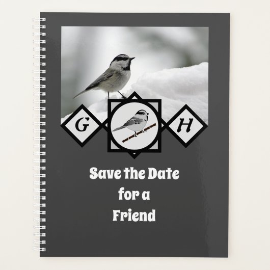 Schattige Monogram Chickadee Monogram Planner (Voorkant)
