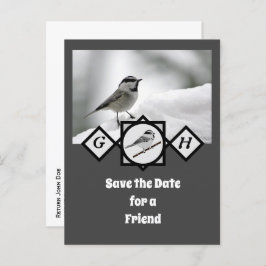 Schattige Monogram Chickadee Monogram Uitnodiging Briefkaart