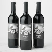 Schattige Monogram Chickadee Monogram Wijn Etiket (Flessen)