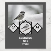 Schattige Monogram Chickadee Monogram Wijn Etiket (Enkel label)