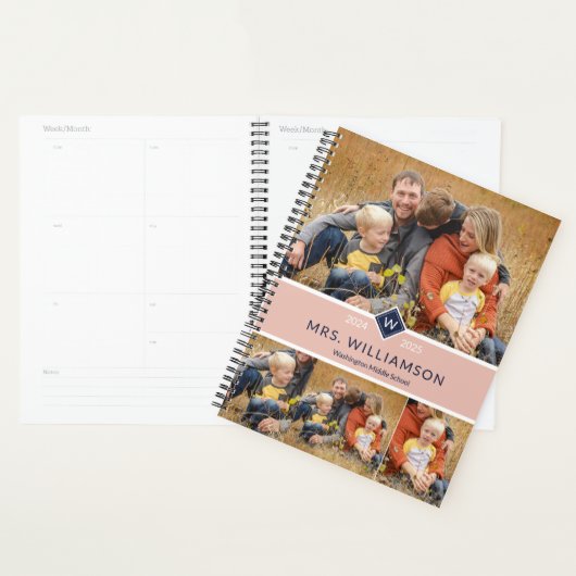 Schattige Monogram en Photo Teacher Planner (Display)