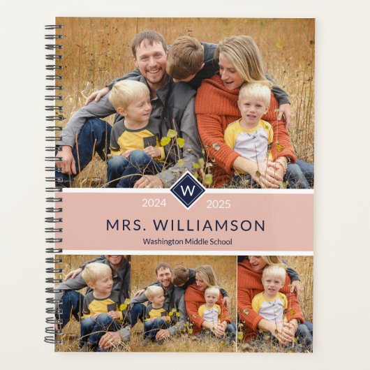 Schattige Monogram en Photo Teacher Planner (Voorkant)