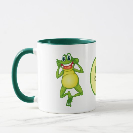 Schattige Monogram Frog Naam toevoegen Mok (Links)