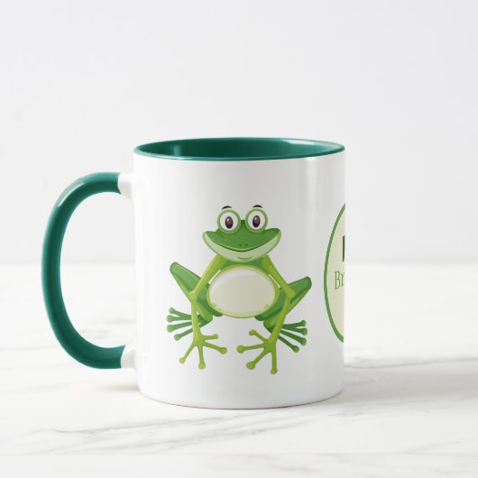 Schattige Monogram Frog Naam toevoegen Mok (Links)