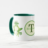 Schattige Monogram Frog Naam toevoegen Mok (Voorkant links)
