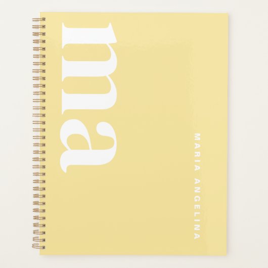 Schattige Monogram Geel School Planner (Voorkant)